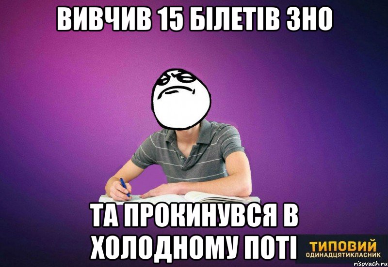 Вивчив 15 білетів ЗНО та прокинувся в холодному поті