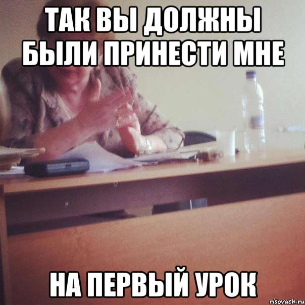 ТАК ВЫ ДОЛЖНЫ БЫЛИ ПРИНЕСТИ МНЕ НА ПЕРВЫЙ УРОК