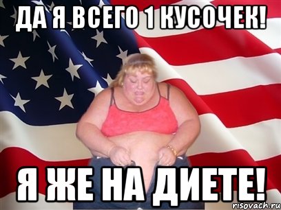 Да я всего 1 кусочек! Я же на диете!, Мем Толстая американка