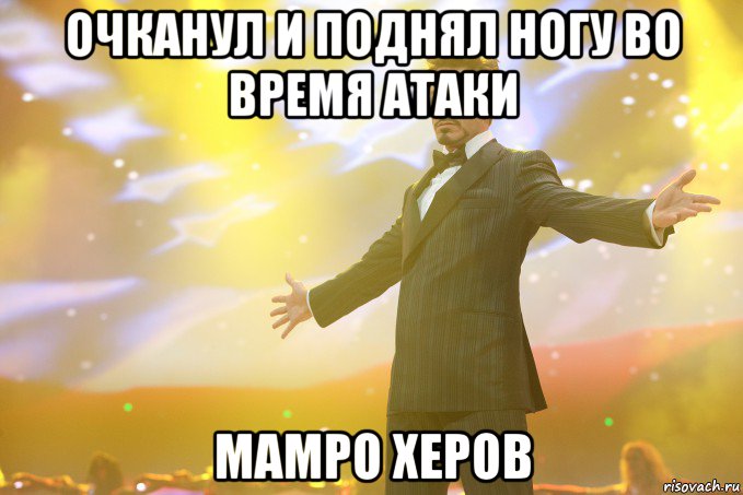 очканул и поднял ногу во время атаки мамро херов, Мем Тони Старк (Роберт Дауни младший)