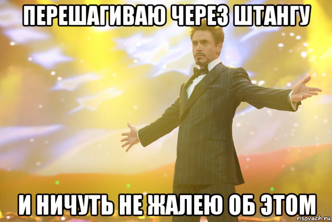 перешагиваю через штангу и ничуть не жалею об этом, Мем Тони Старк (Роберт Дауни младший)