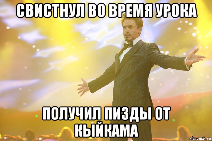 Свистнул во время урока Получил пизды от Кыйкама, Мем Тони Старк (Роберт Дауни младший)