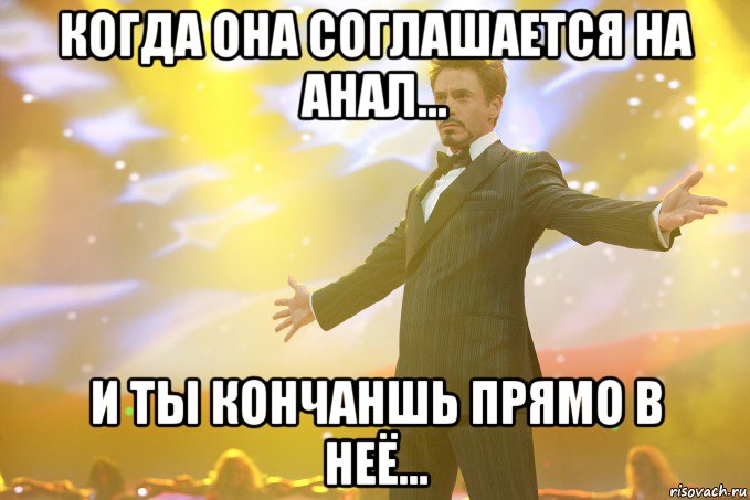 когда она соглашается на анал... и ты кончаншь прямо в неё..., Мем Тони Старк (Роберт Дауни младший)