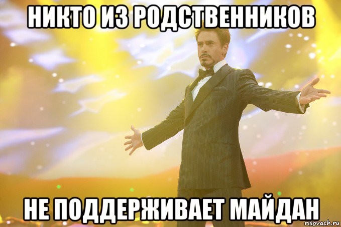 Никто из родственников не поддерживает Майдан, Мем Тони Старк (Роберт Дауни младший)