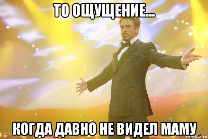 ТО ОЩУЩЕНИЕ... КОГДА ДАВНО НЕ ВИДЕЛ МАМУ, Мем Тони Старк (Роберт Дауни младший)