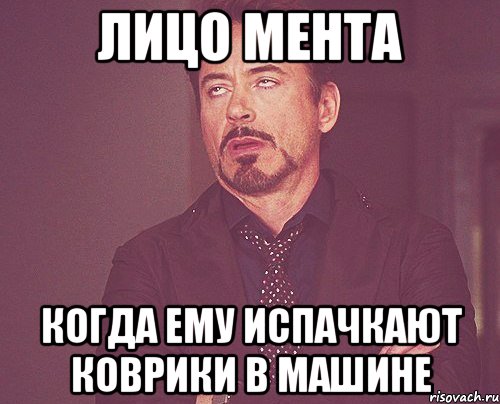 Лицо Мента когда ему испачкают коврики в машине, Мем твое выражение лица