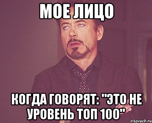 Мое лицо когда говорят: "Это не уровень топ 100", Мем твое выражение лица