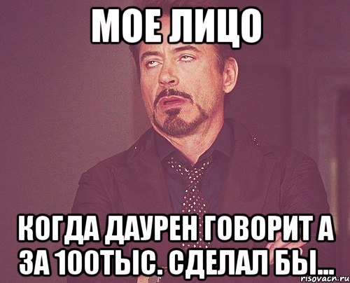 мое лицо когда Даурен говорит а за 100тыс. сделал бы..., Мем твое выражение лица