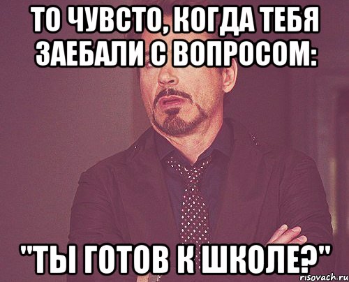 то чувсто, когда тебя заебали с вопросом: "Ты готов к школе?", Мем твое выражение лица