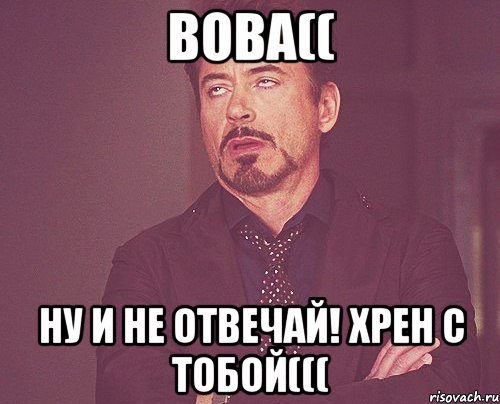 Вова(( ну и не отвечай! хрен с тобой(((, Мем твое выражение лица