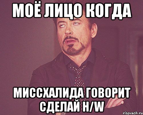 Моё лицо когда МиссХалида говорит сделай H/w, Мем твое выражение лица