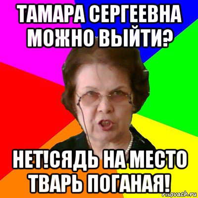 Тамара Сергеевна можно выйти? НЕТ!СЯДЬ НА МЕСТО ТВАРЬ ПОГАНАЯ!, Мем Типичная училка