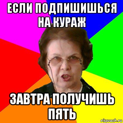 Если подпишишься на Кураж Завтра получишь пять, Мем Типичная училка