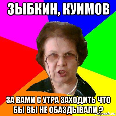 ЗЫБКИН, КУИМОВ ЗА ВАМИ С УТРА ЗАХОДИТЬ ЧТО БЫ ВЫ НЕ ОБАЗДЫВАЛИ ?, Мем Типичная училка