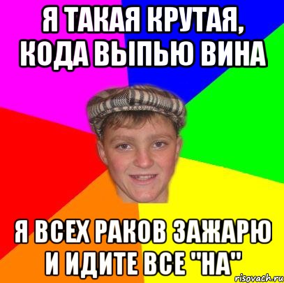 Я ТАКАЯ КРУТАЯ, КОДА ВЫПЬЮ ВИНА Я ВСЕХ РАКОВ ЗАЖАРЮ И ИДИТЕ ВСЕ "НА"