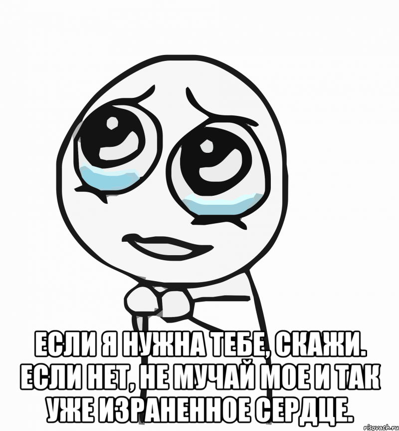  Если я нужна тебе, скажи. Если нет, не мучай мое и так уже израненное сердце., Мем  ну пожалуйста (please)