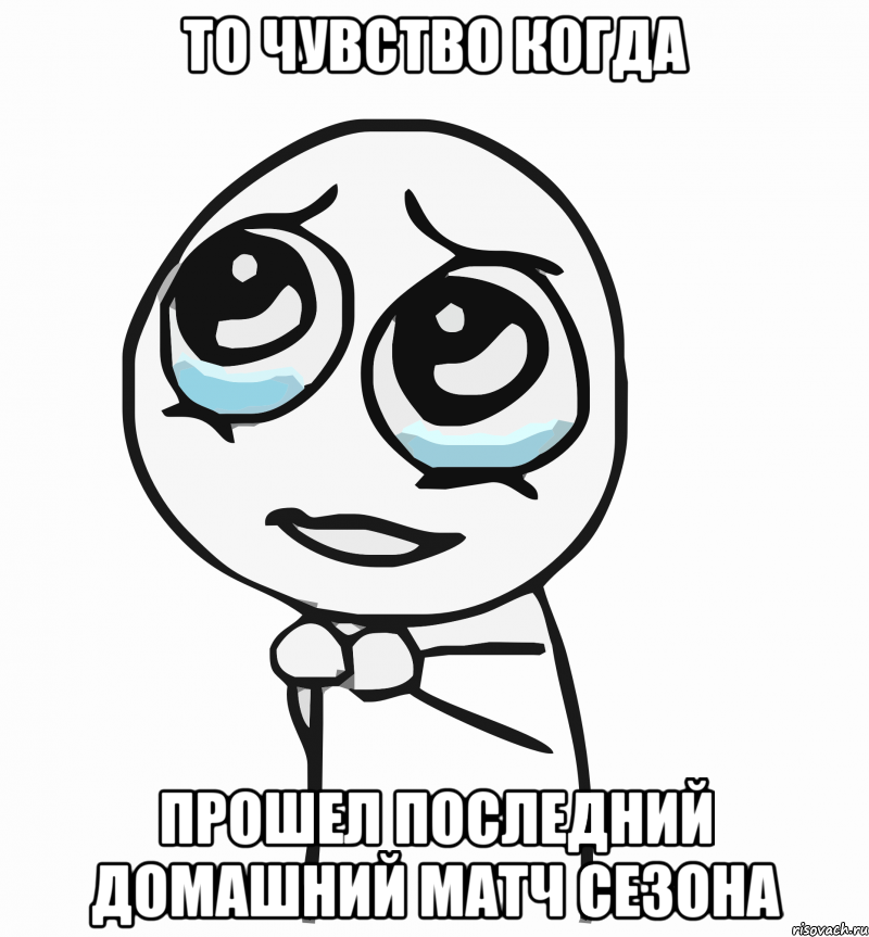 ТО ЧУВСТВО КОГДА ПРОШЕЛ ПОСЛЕДНИЙ ДОМАШНИЙ МАТЧ СЕЗОНА, Мем  ну пожалуйста (please)