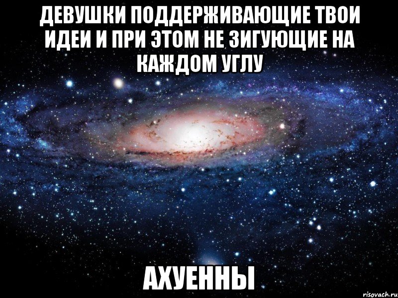 ДЕВУШКИ ПОДДЕРЖИВАЮЩИЕ ТВОИ ИДЕИ И ПРИ ЭТОМ НЕ ЗИГУЮЩИЕ НА КАЖДОМ УГЛУ АХУЕННЫ, Мем Вселенная