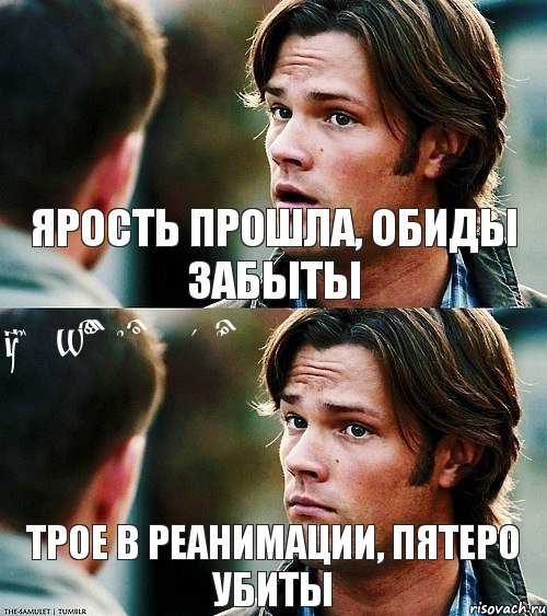 Ярость прошла, обиды забыты Трое в реанимации, пятеро убиты The World of Fandom, Комикс  яростть