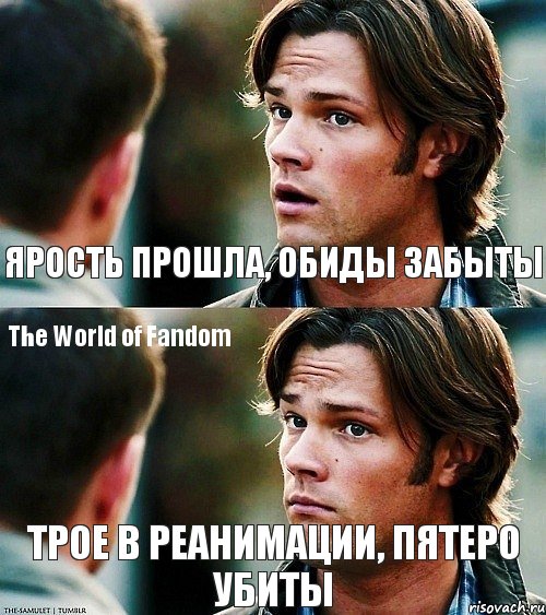 Ярость прошла, обиды забыты Трое в реанимации, пятеро убиты The World of Fandom, Комикс  яростть