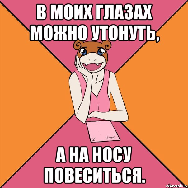 В моих глазах можно утонуть, а на носу повеситься.