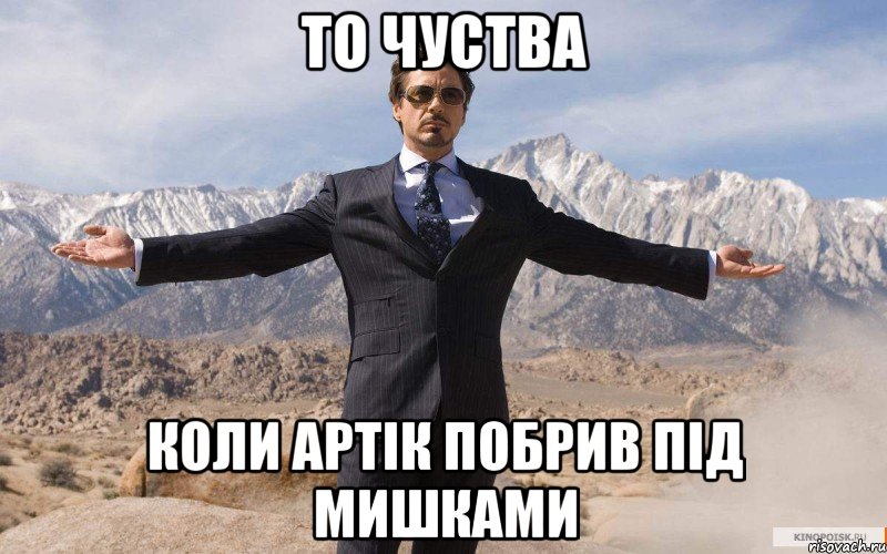 то чуства коли артік побрив під мишками, Мем железный человек