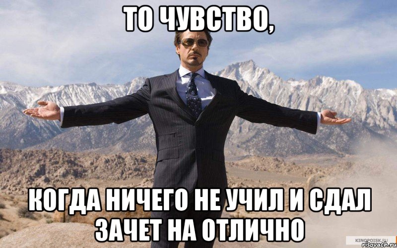 ТО ЧУВСТВО, КОГДА НИЧЕГО НЕ УЧИЛ И СДАЛ ЗАЧЕТ НА ОТЛИЧНО, Мем железный человек