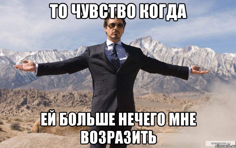 ТО ЧУВСТВО КОГДА ЕЙ БОЛЬШЕ НЕЧЕГО МНЕ ВОЗРАЗИТЬ, Мем железный человек