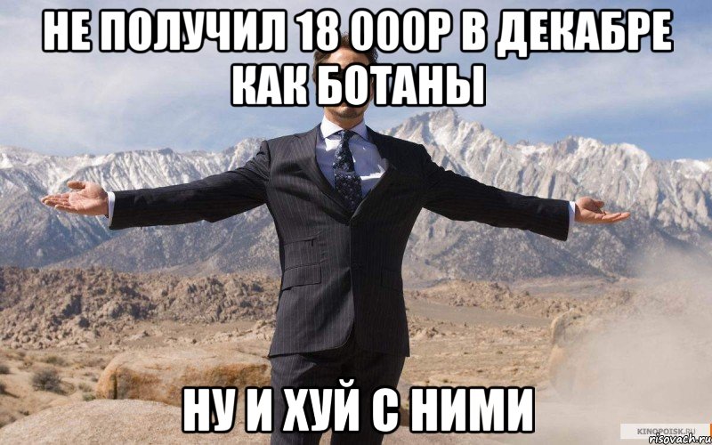 НЕ ПОЛУЧИЛ 18 000р В ДЕКАБРЕ КАК БОТАНЫ НУ И ХУЙ С НИМИ, Мем железный человек