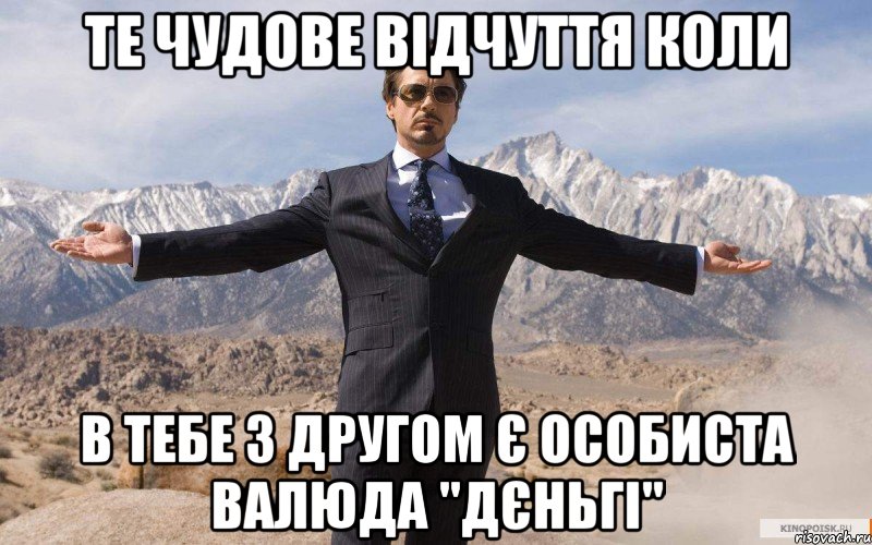 Те чудове відчуття коли в тебе з другом є особиста валюда "ДЄНЬГІ", Мем железный человек