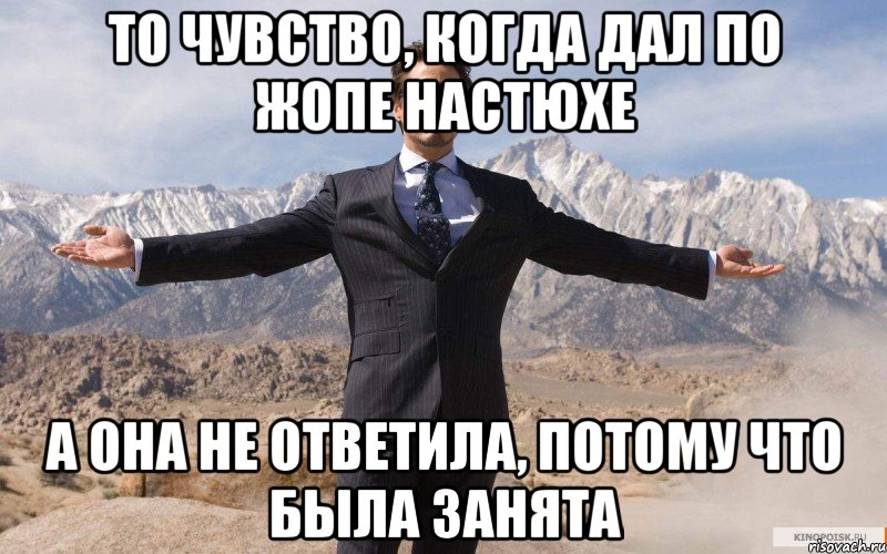 То чувство, когда дал по жопе Настюхе а она не ответила, потому что была занята, Мем железный человек
