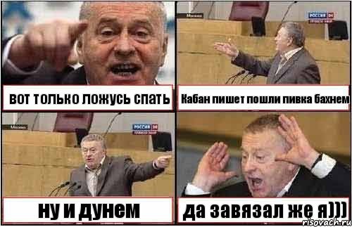 вот только ложусь спать Кабан пишет пошли пивка бахнем ну и дунем да завязал же я))), Комикс жиреновский