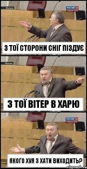 з тої сторони сніг піздує з тої вітер в харю якого хуя з хати виходить?, Комикс Жириновский разводит руками 3