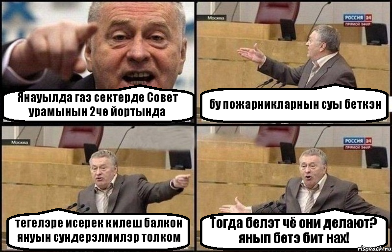 Янауылда газ сектерде Совет урамынын 2че йортында бу пожарникларнын суы беткэн тегелэре исерек килеш балкон януын сундерэлмилэр толком Тогда белэт чё они делают? янып бетэ бит нах!