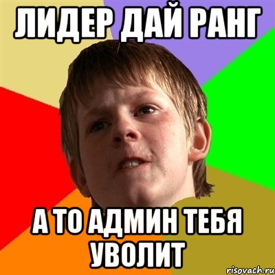Лидер дай ранг а то админ тебя уволит, Мем Злой школьник