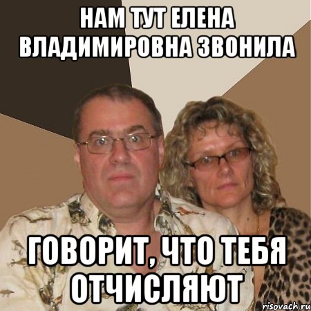 нам тут елена владимировна звонила говорит, что тебя отчисляют, Мем  Злые родители
