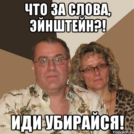 ЧТО ЗА СЛОВА, Эйнштейн?! ИДИ убирайся!, Мем  Злые родители