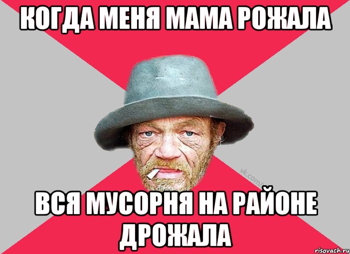 Когда меня мама рожала Вся мусорня на районе дрожала
