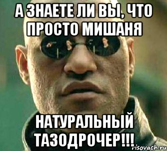 а знаете ли вы, что ПРОСТО МИШАНЯ натуральный ТАЗОДРОЧЕР!!!, Мем  а что если я скажу тебе