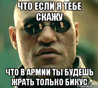 что если я тебе скажу что в армии ты будешь жрать только бикус, Мем  а что если я скажу тебе