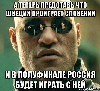 а теперь представь что швеция проиграет словении и в полуфинале россия будет играть с ней, Мем  а что если я скажу тебе