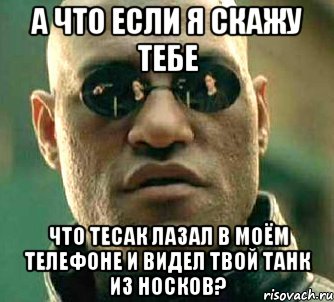 А что если я скажу тебе Что Тесак лазал в моём телефоне и видел твой танк из носков?, Мем  а что если я скажу тебе