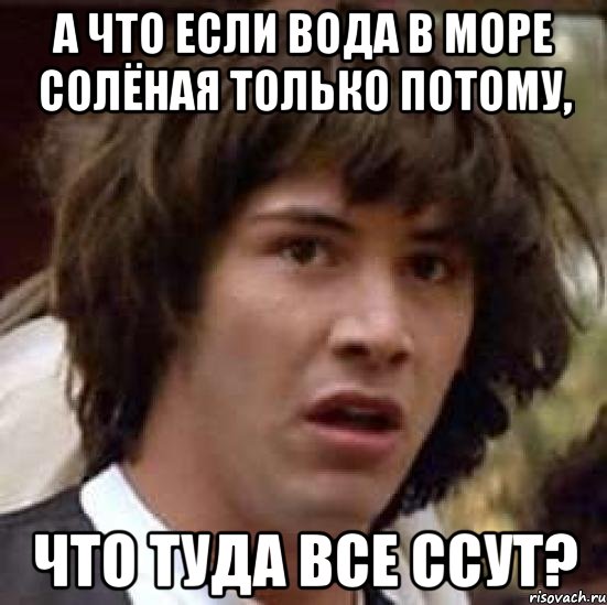 А что если вода в море солёная только потому, что туда все ссут?, Мем А что если (Киану Ривз)