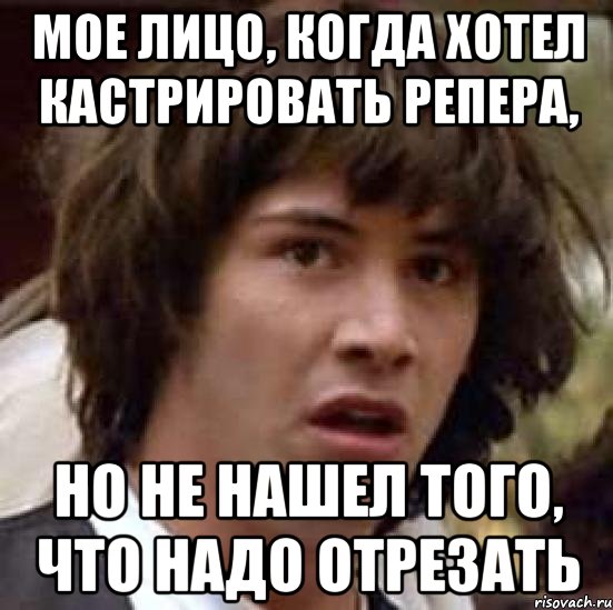 мое лицо, когда хотел кастрировать репера, но не нашел того, что надо отрезать, Мем А что если (Киану Ривз)