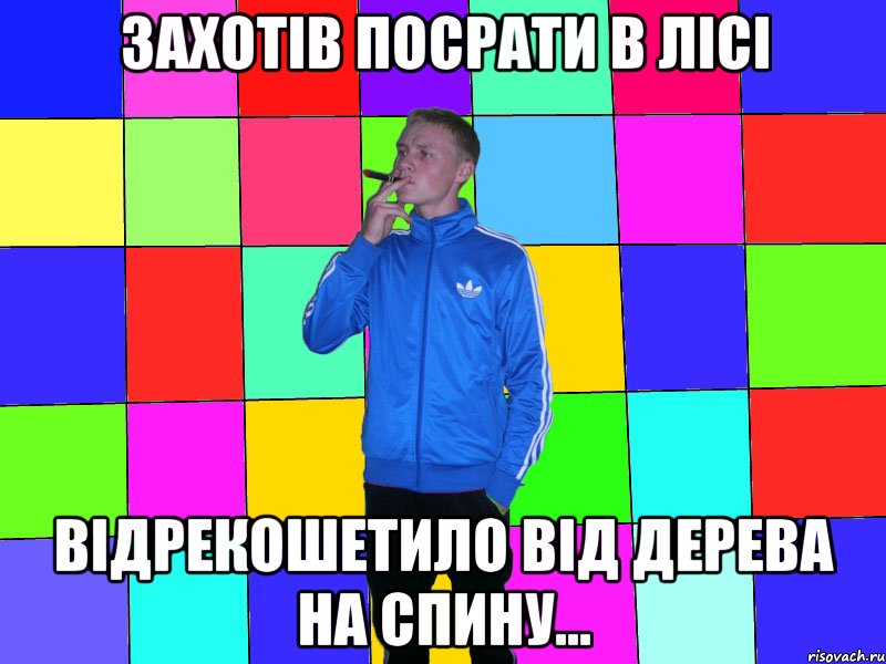 захотів посрати в лісі відрекошетило від дерева на спину...