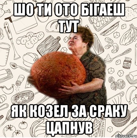 ШО ТИ ОТО БІГАЕШ ТУТ ЯК КОЗЕЛ ЗА СРАКУ ЦАПНУВ