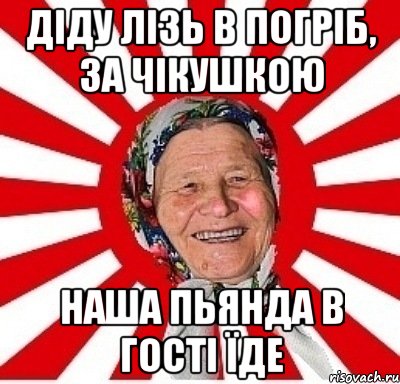 Діду лізь в погріб, за чікушкою Наша Пьянда в гості їде, Мем  бабуля