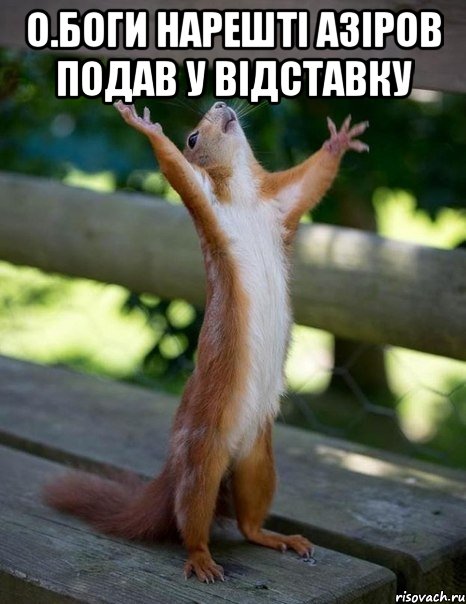 О.Боги нарешті Азіров подав у відставку , Мем    белка молится