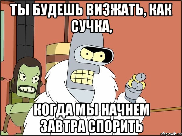 ты будешь визжать, как сучка, когда мы начнем завтра спорить, Мем Бендер