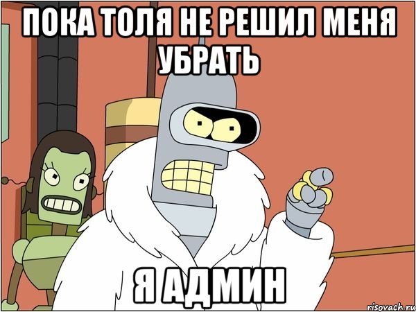 Пока Толя не решил меня убрать я админ, Мем Бендер
